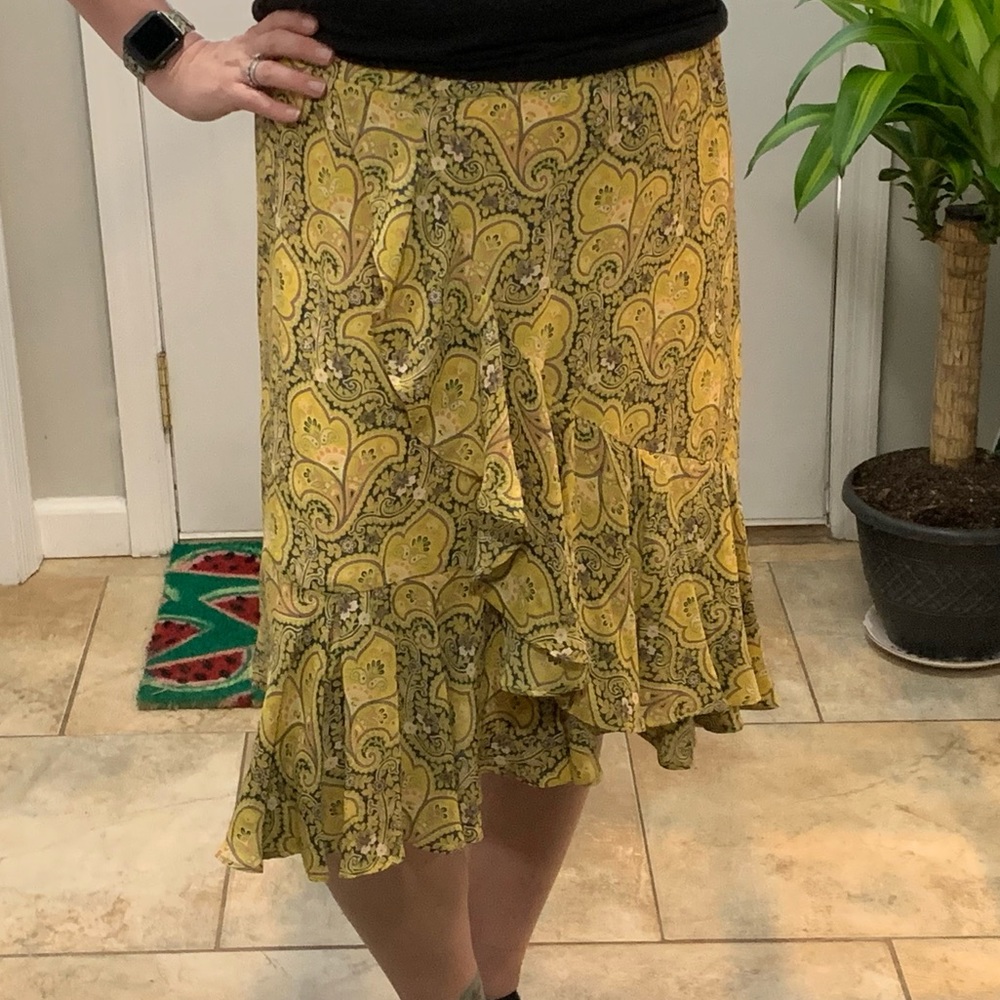 Ann Taylor LOFT Yellow Layered Skirt